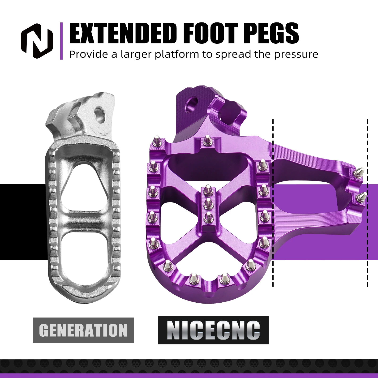 NICECNC For Surron Light Bee X S L1E 2017-2024 Electric Dirt Bike Extender Foot Pegs & Footrest Bracket For Segway X160 X260