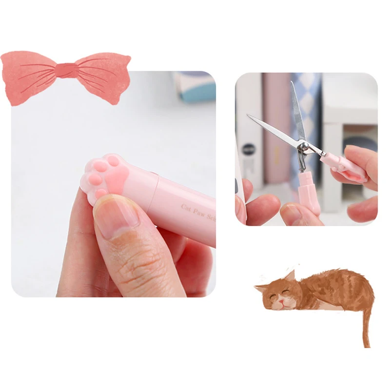 1 pz carino multifunzione in acciaio inox forbici a mano Mini portatile Kawaii Cat Paw Art forbici scuola cancelleria novità