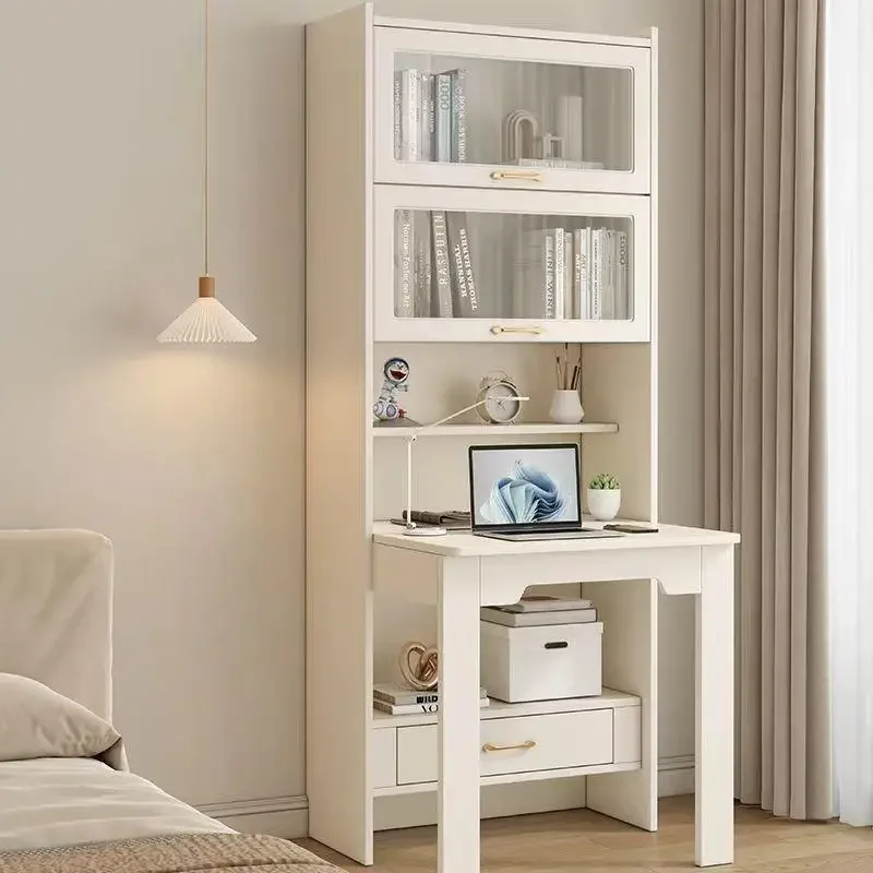 CL  solid wood folding desk cabinet integrated hidden desk rack combination household computer desk