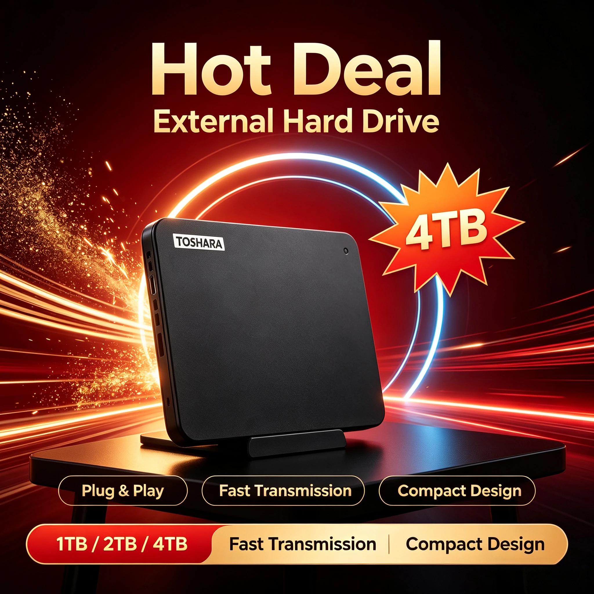 Portable Hard Drive A3 SSD 500GB 1TB 2TB 4TB SSD Black External Hard Drive USB 3.0 Portable for Gaming Console Office Gift