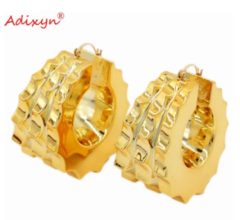 Adixyn Big Size 2 desigh Square earrings 2021 trend gold color earrings for women African Unusual earrings party gifts N10211