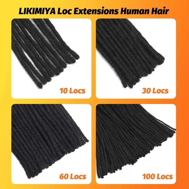 18 Zoll Loc Extensions Echthaar 0,2/0,4/0,6/0,8 cm 30 Strähnen Dreadlock Extensions für Männer Frauen Kinder Natürliches Schwarz Bulk-Haar – Detail 5