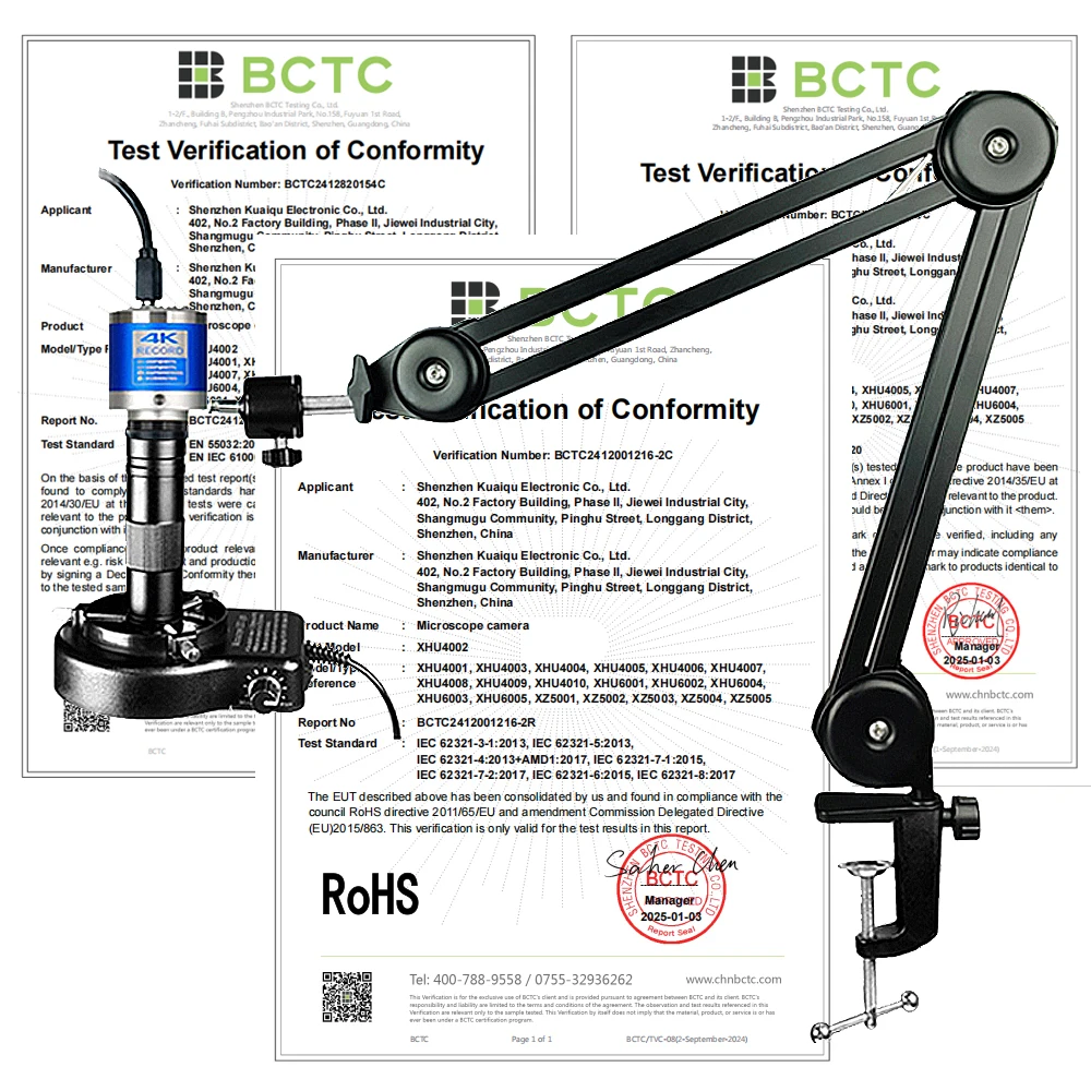 YIZHAN 4K مجهر إلكتروني رقمي، كاميرا بمستشعر imx415 1/2.8 بوصة للمجهر، عدسة 150X C-Mount، دعامة قوية قابلة للطي #6