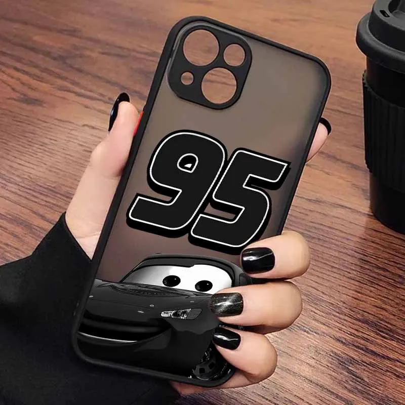เคสโทรศัพท์ลายรถยนต์ L-Lightning M-McQueen สำหรับ iPhone 17 16e 16 15 14 13 12 11i Pro Air Max XR XSMax 7 8 Plus ฝาหลังแบบใสด้าน