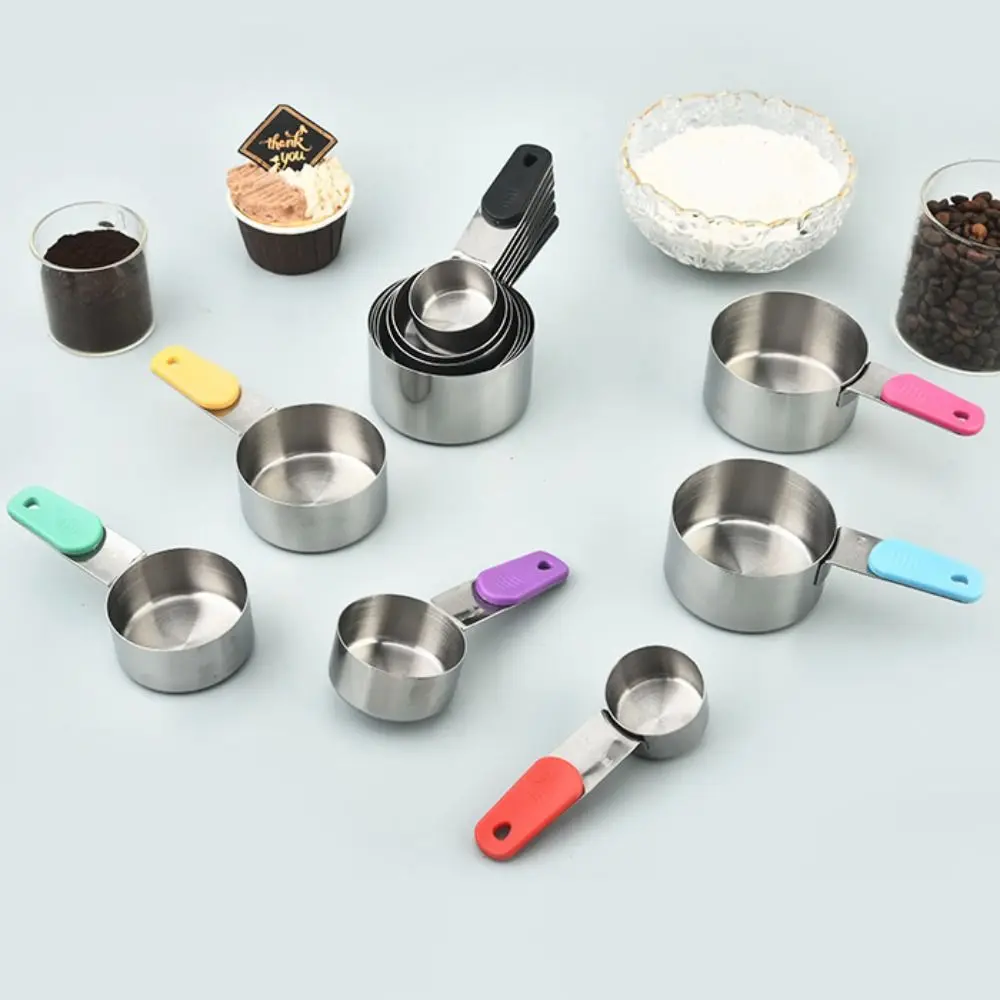 

7 Piece/Set Magnetic Handle Stainless Steel Measuring Spoon Various Capacities Rust-proof Baking Measuring Cup Easy To Store