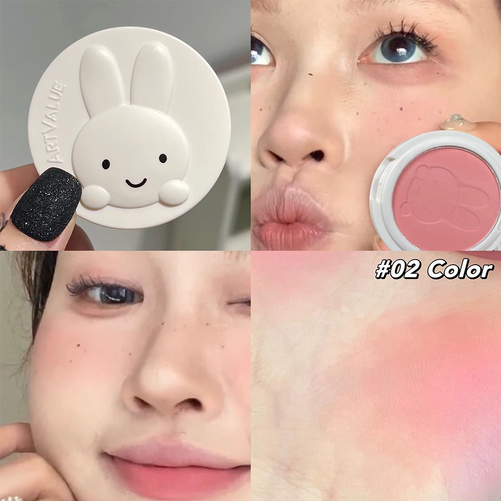 ART VALUE Monochrome Blush Palette Matte Peach Rouge Cute Rose Red Cheek Tint Blush Powder Natural Face Contouring Shadow Makeup