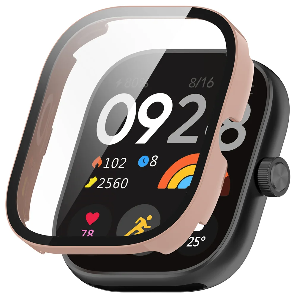 Redmi Watch 5 화면 보호기 용 유리 필름이있는 2in1 PC 케이스 SmartWatch 보호 커버 프레임 필름 쉘 하드 안티 스크래치