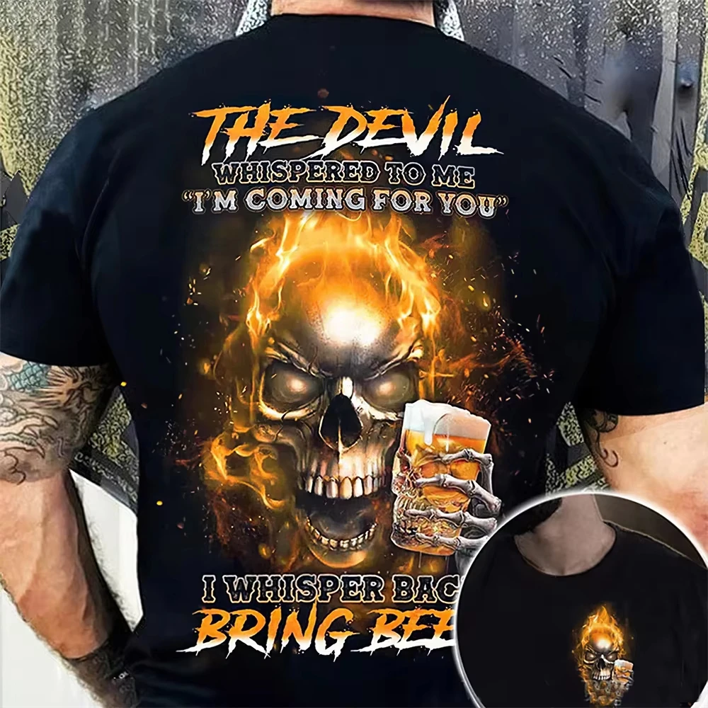 

Summe3d Vintage Men Clothing Street Retro Men's T-shirt Hip Hop Casual Oversized T Shirt For Men Back Skull Cool Print T-shirts