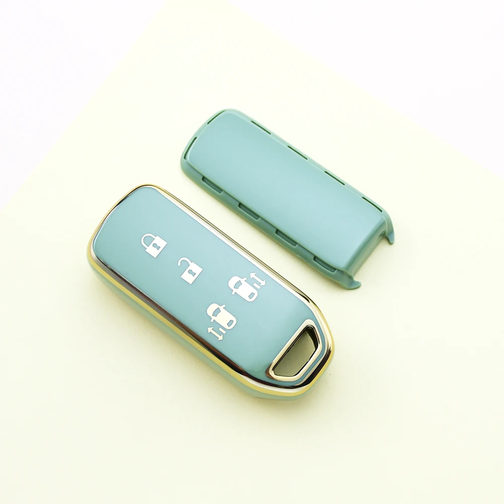 Gold Edge TPU Shell Fob Car 2/4 buttons Remote Key Case Cover For Honda N-WGN N-VAN Custom Wgn N-BOX N-ONE Holder Accessories