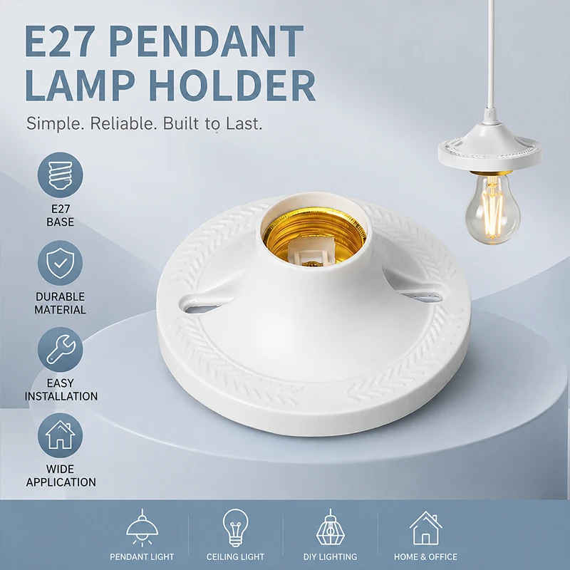 

E27 Pendant Lamp Socket Holder Screw Base Light Bulb Socket for LED Energy Saving Bulb Home Lighting 1PCS