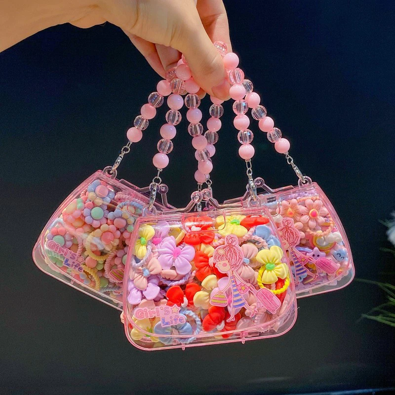 Bolsa de regalo de 20 piezas para niña, accesorios para el cabello con lazo de goma de arcoíris, diademas elásticas, Cheveux Fille, fiesta de cumpleaños