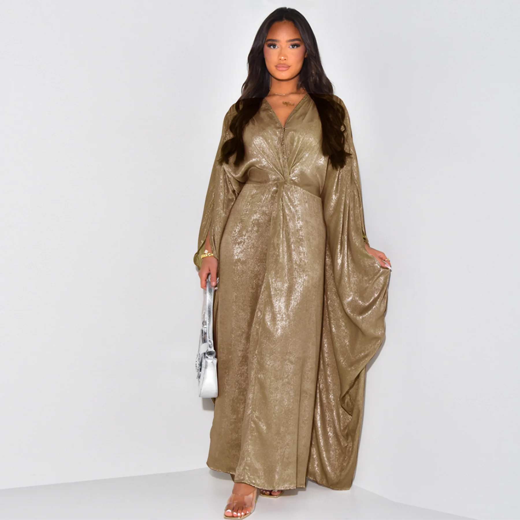 

Butterfly Abaya Muslim Party Long Dress Summer Bronze Abayas for Women Dubai Evening Dresses Luxury Turkey Islamic Kaftan Robe