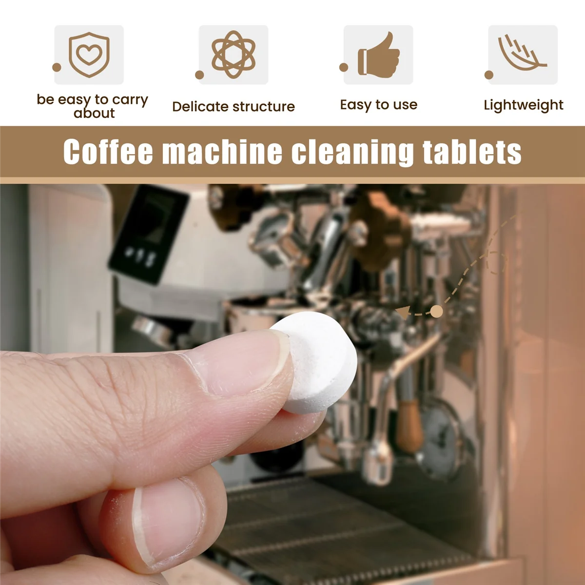 أقراص تنظيف فوارة لماكينات القهوة ، محلول عالمي لإزالة الترسبات لجميع الأنواع ، 50 صولجان
