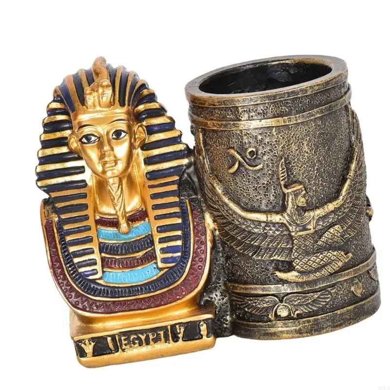 2025 New Egyptian Pharaoh Statue Resins Pen Holder Cup Ancient Desk Organizers For Home Office Decors And Cultural Display Gift