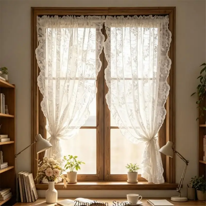 Schlafzimmer-Vorhang-Set, bestickte, transparente Bahnen für ruhige Privatsphäre, 3 x – Detail 9