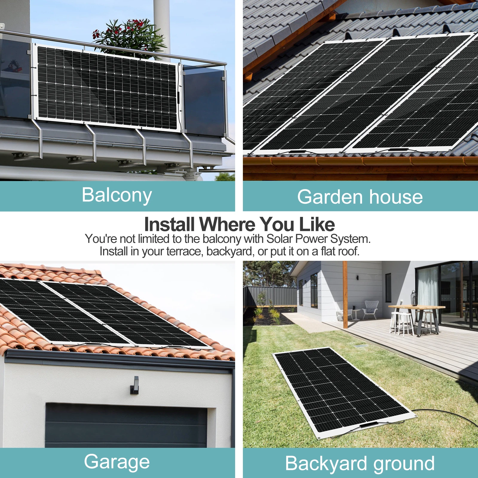 LANPWR 800W Balcony Power Plant with 4 x 200W Flexible Solar Panels 23% Solar Conversion Efficiency WiFi Connection