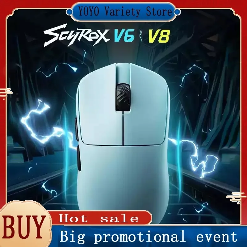 

Беспроводная игровая мышь Scyrox V8/V6 8k, 2,4 ГГц, 3 режима, легкая, настраиваемая, Pixart3950, для киберспорта, офиса, подарков, аксессуар для ПК