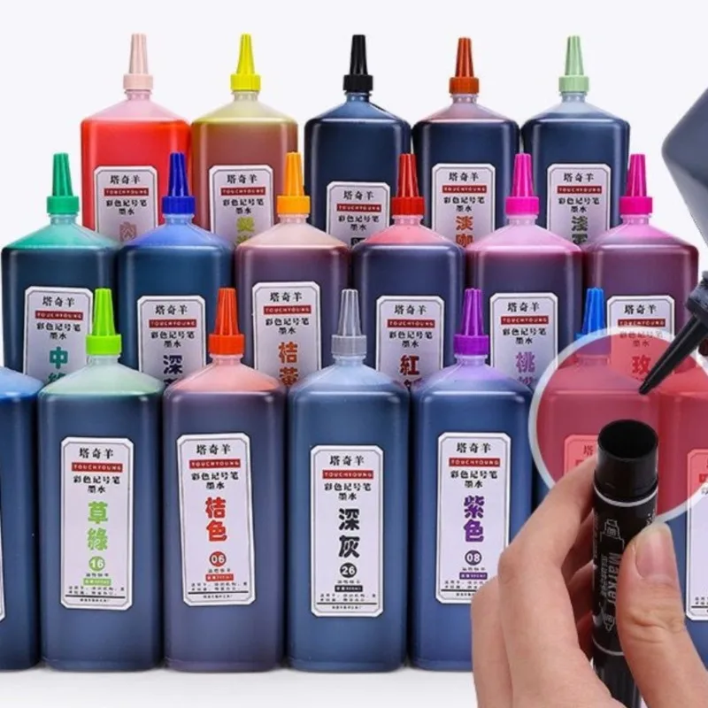 Color Oil-based Quick-drying Ink 500ml Marker Supplement Liquid Watercolor Paint for Children Painting Graffiti Art Supplies