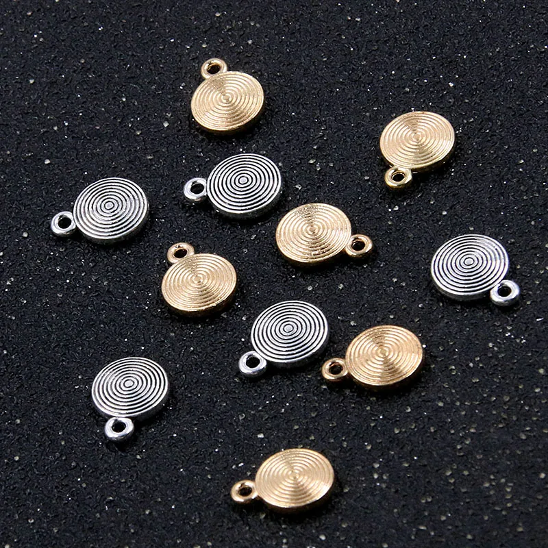 30PCS 9*12mm  Three Color MINI Round Circle Charms Metal Alloy Pendant For DIY Jewelry Necklace Bracelet Marking Accessories