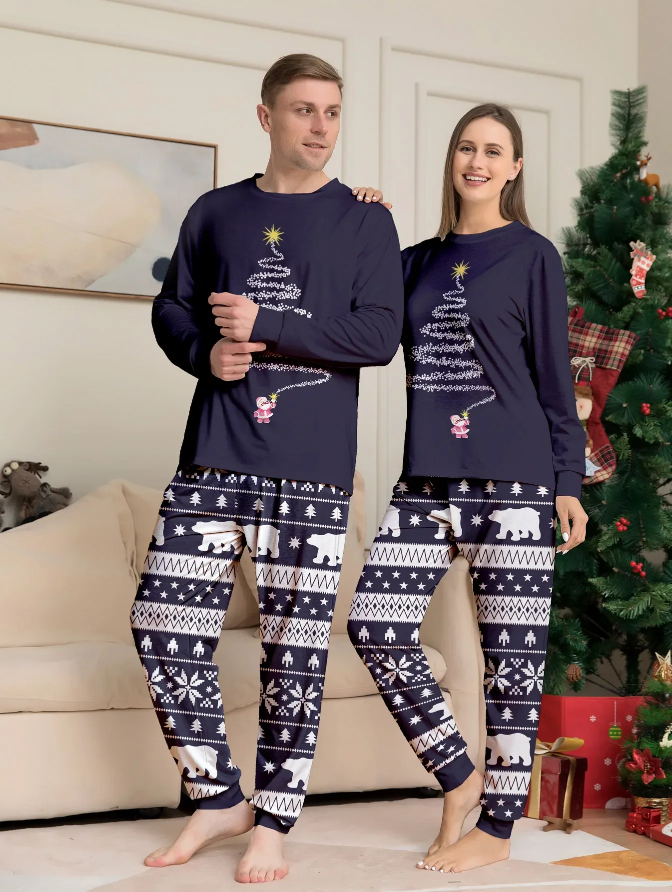 Family Christmas Family Matching Outfits Mom Dad Kids 2 Pieces Pajamas Set Baby  Casual Loose Sleepwear Xmas Family Look Pyjamas