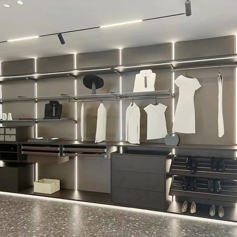 

House Open solid wood Wardrobe Cloakroom Whole Wardrobe For Villa Hotel Homestay