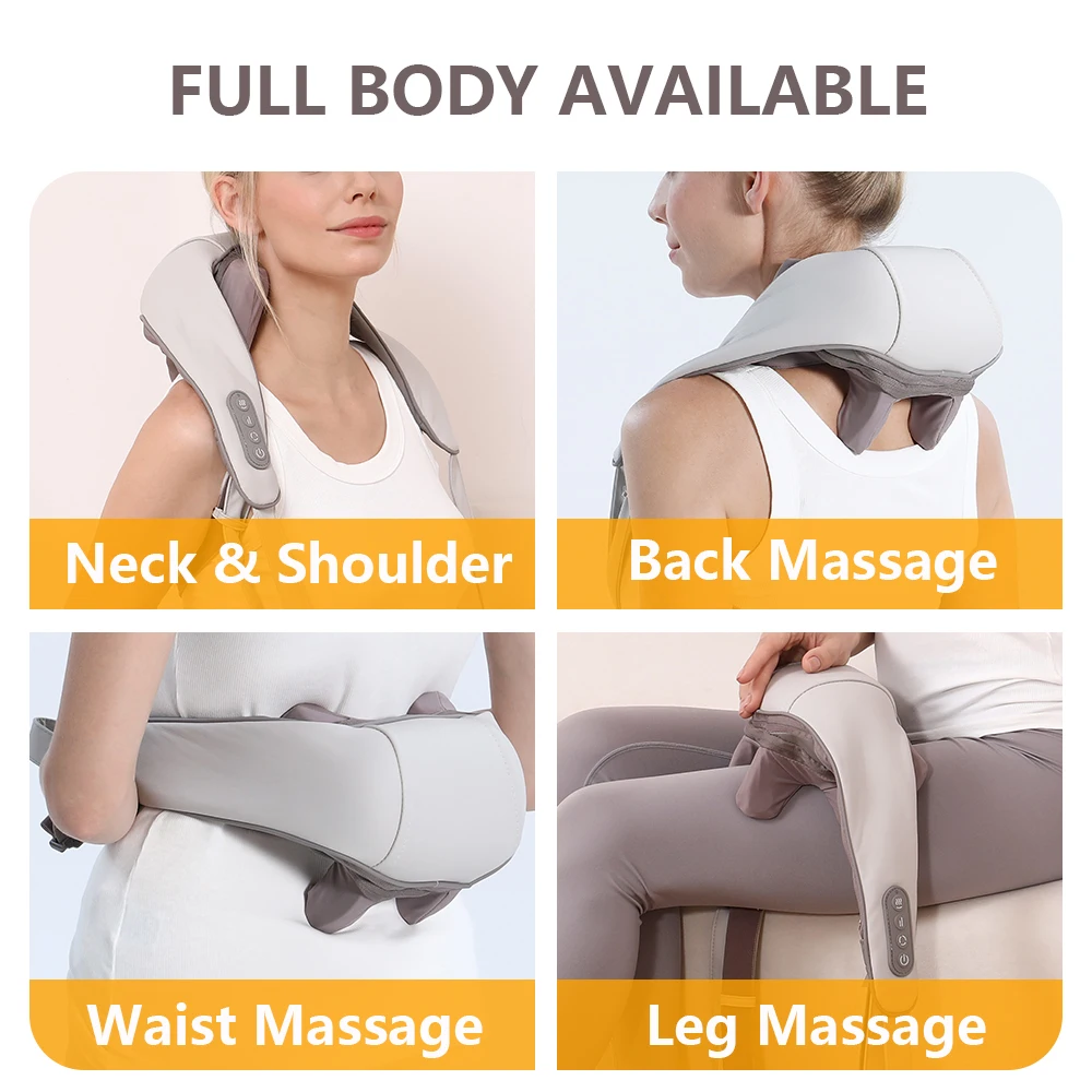 Wireless Neck and Back Massager Electric Neck Shoulder Massager, 6D Shiatsu Kneading Massage Shawl Cervical Trapezius Massager