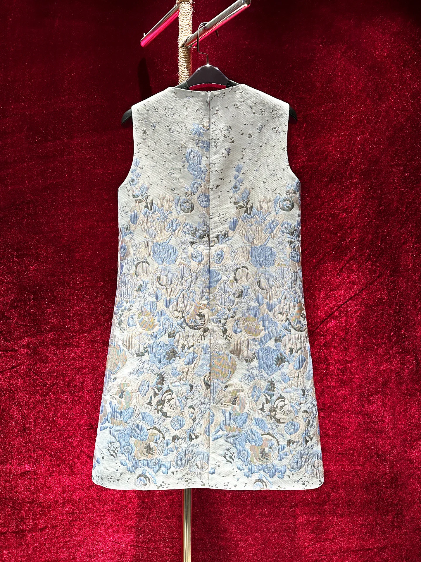 Luxury Jacquard Fabric Women Short A-line Dress High Quality Rhinestone Beads Sleeveless Loose Waist Summer Elegant Tank Dresses