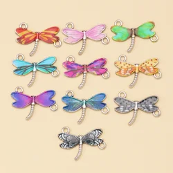 10Pcs Enamel Colorful Dragonfly Charms Bracelets Connectors for DIY Cute Necklace Pendant Jewelry Findings Accessories Craft