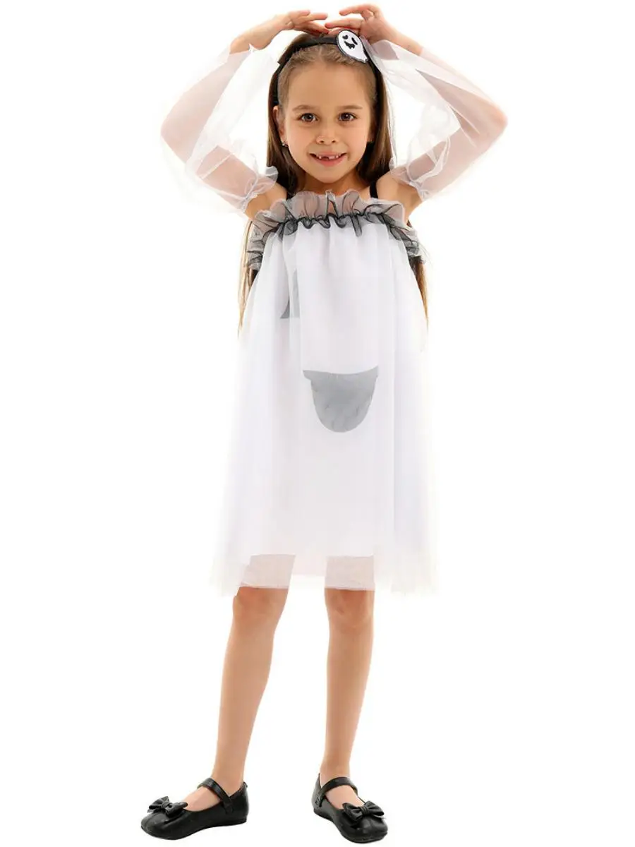 زي الهالوين للأطفال، طقم أداء مسرحي، فستان تنكري للفتيات، زي شبح، أداء مسرحي، مصنوع من ألياف البوليستر #1