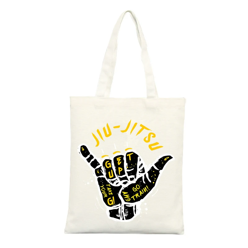 Canvas Tote Bag with Hand Gesture and Letter Print, Streetwear Style for Casual Shopping and Daily Use