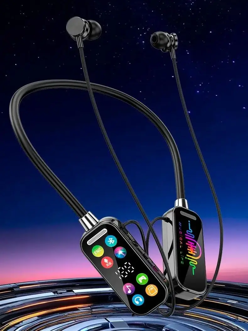 50H temps de jeu Bluetooth écouteurs LED affichage HiFi son écouteurs sans fil casque sport Gamer tour de cou casques suspendus au cou