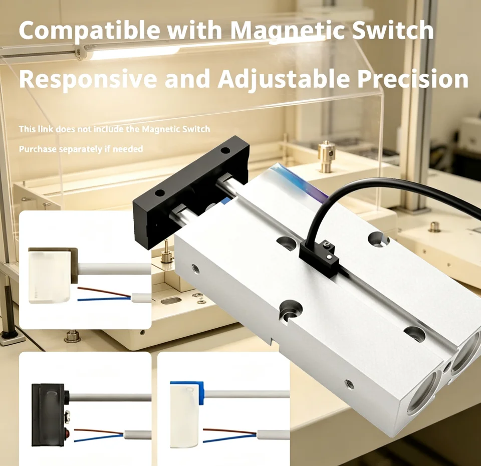 TN Series Dual Rod Pneumatic Cylinder Double Acting Aluminum Alloy Air Cylinder NBR Seal Magnetic Optional