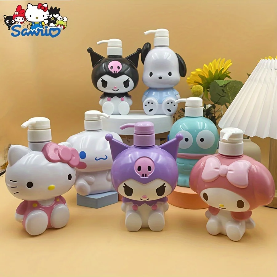 Sanrio Cartoon Hello Kitty duża pojemność Cinnamoroll butelka z pompką do balsamu Kawaii akcesoria łazienkowe szampon do mycia ciała dozownik