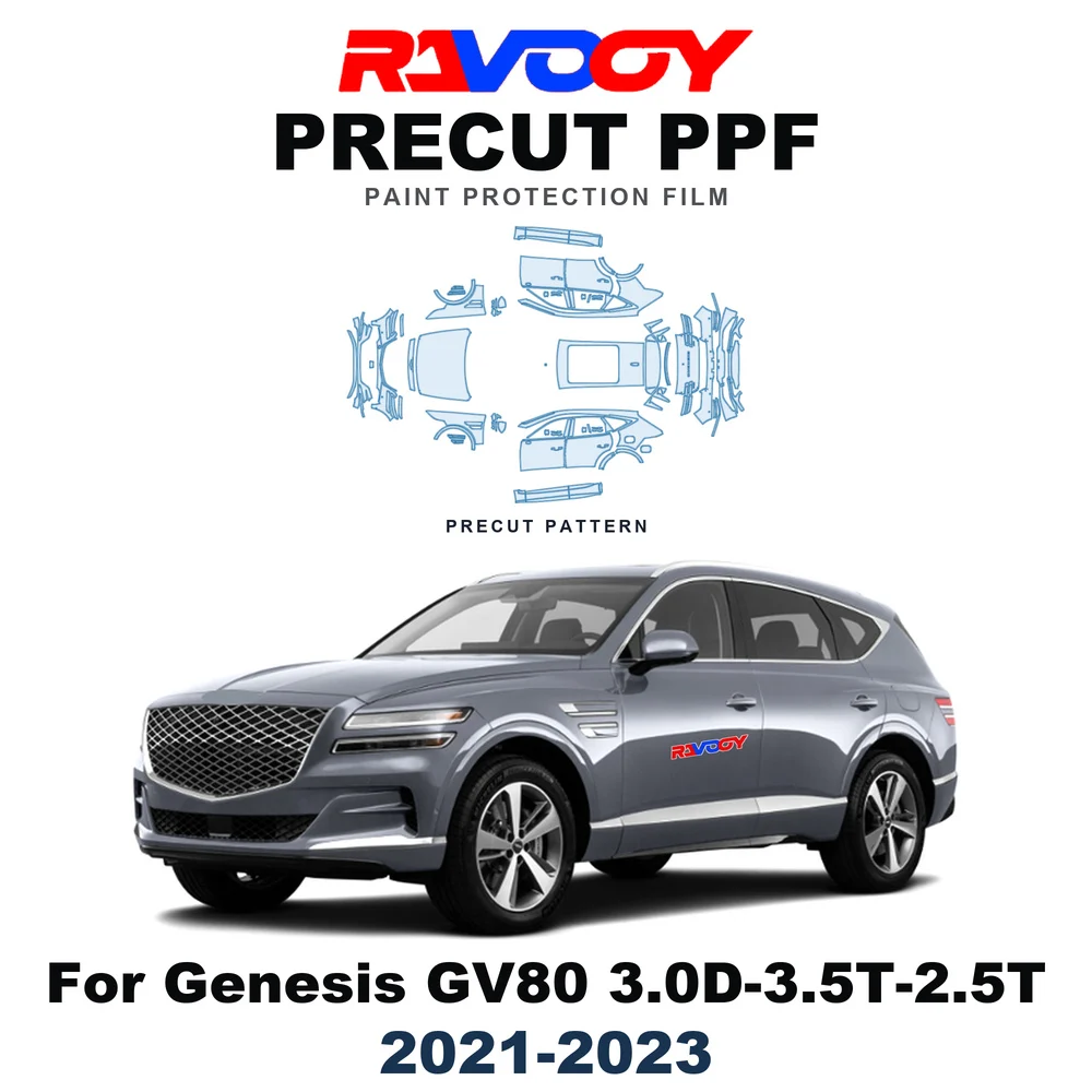 Precut PPF For Genesis GV80 3.0D-3.5T-2.5T 2021-2023 8.5mil TPU Paint Protection Film Hood Bonnet Bumper Headlight Self-Healing