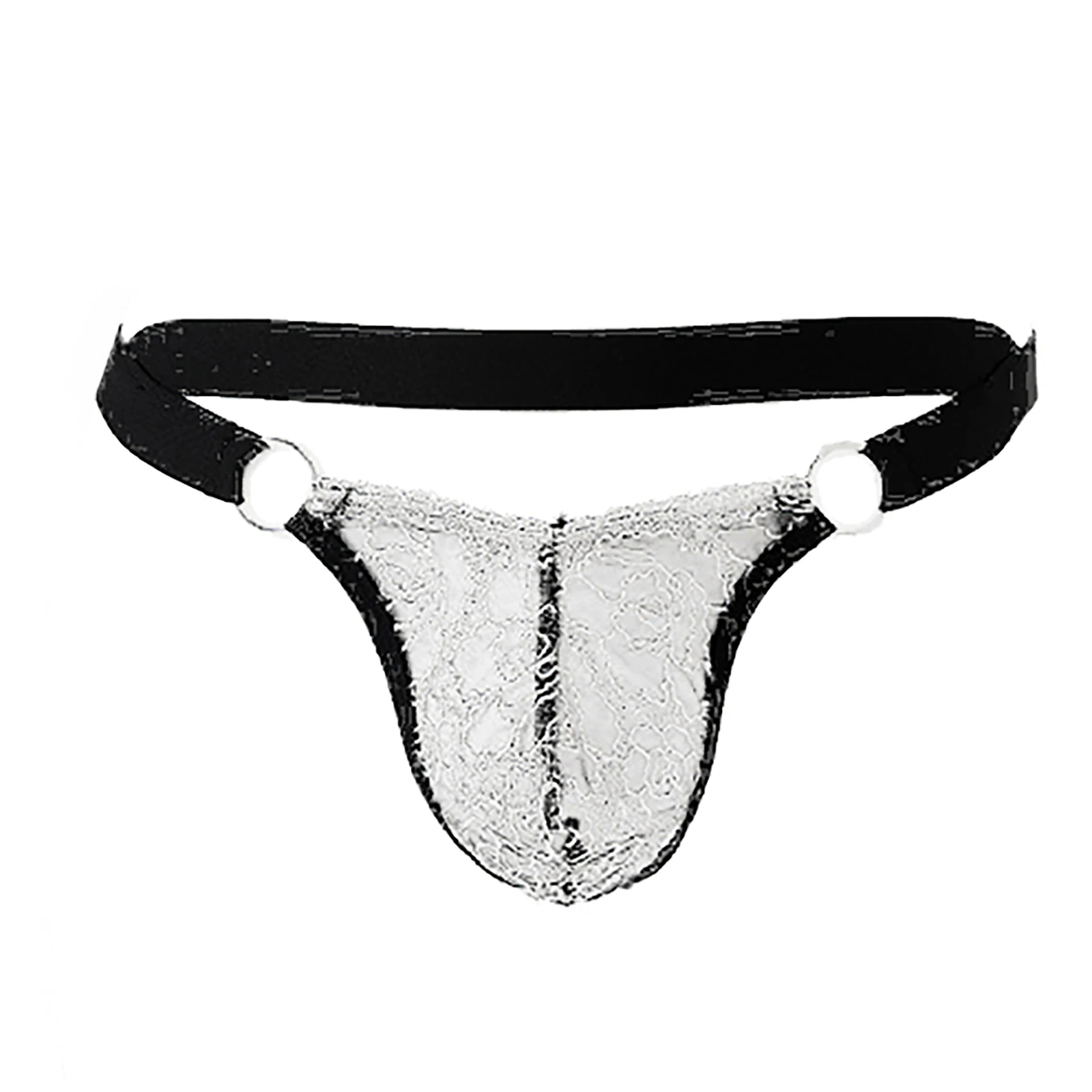 Mens Sissy G-string Briefs Sexy Lingerie Thong Underwear Low Waist O-ring Lace Pouch Thong U-back Butt Flaunting Fun Underpants