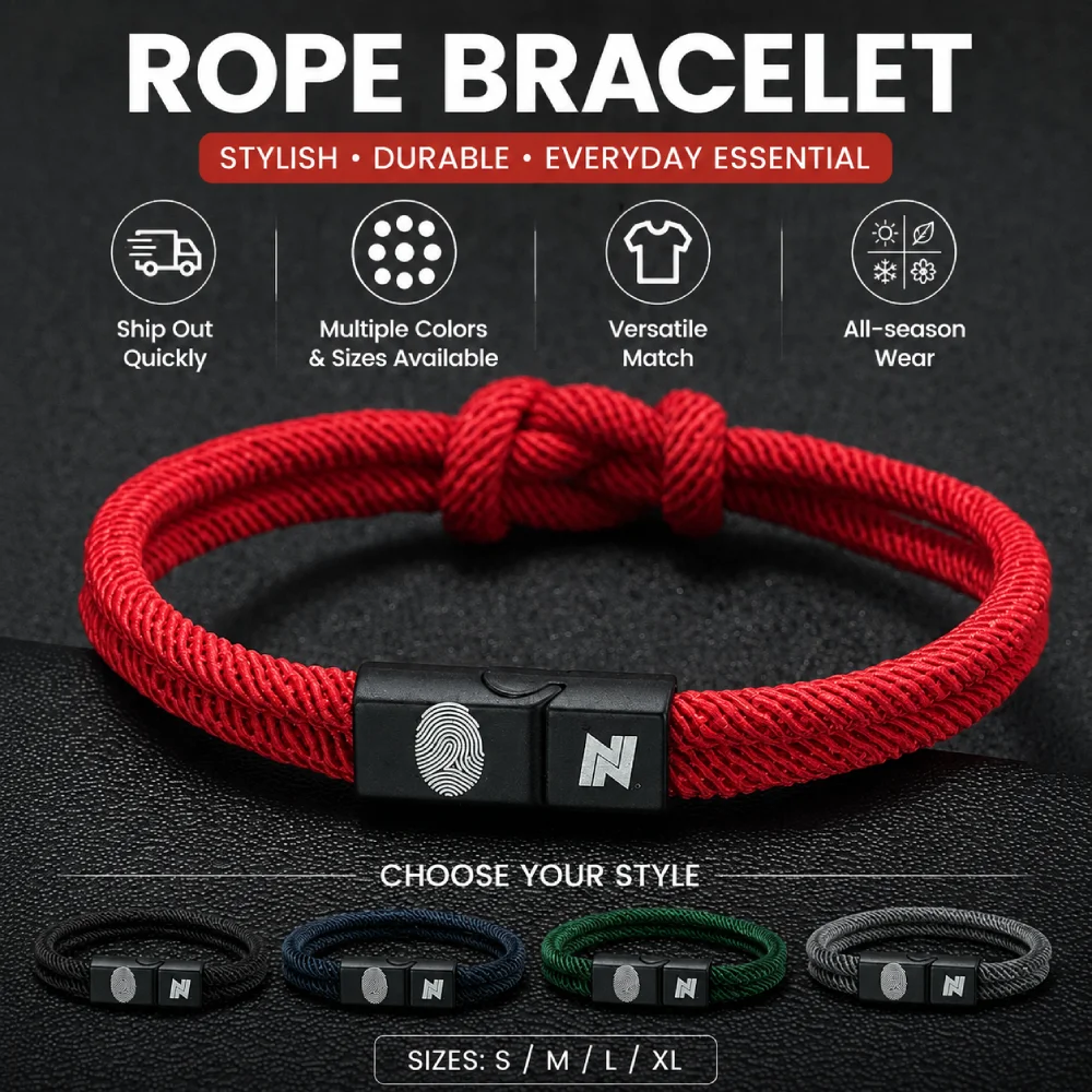 Street Fashion In Milan - Fingerprint Symbol Men Cord Bracelet Premium