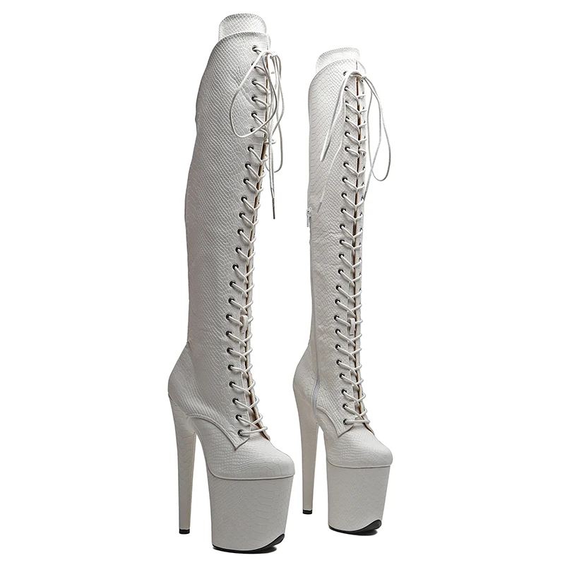 

Leecabe 20CM/8inches Matte snake PU Upper Trend fashion stripper heel High Heel platform Pole Dance boot