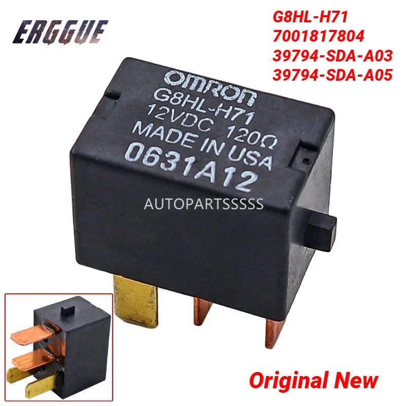 Original New Car Fuse 12VDC A/C Compressor Relay G8HL-H71 7001817804 39794SDAA03 For Honda Civic CR-V Element Acura TL RDX MDX