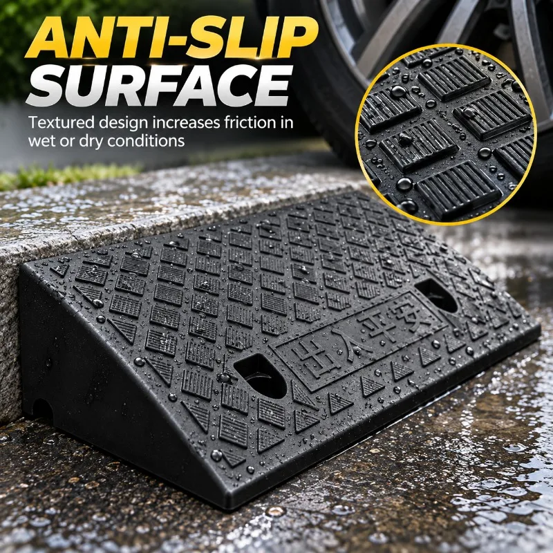 1/2PCS 90mm Plastic Kerb Ramp Non-Slip Threshold Ramp for Cars Bicycles Wheelchairs Driveways Smooth Curb Transition Access