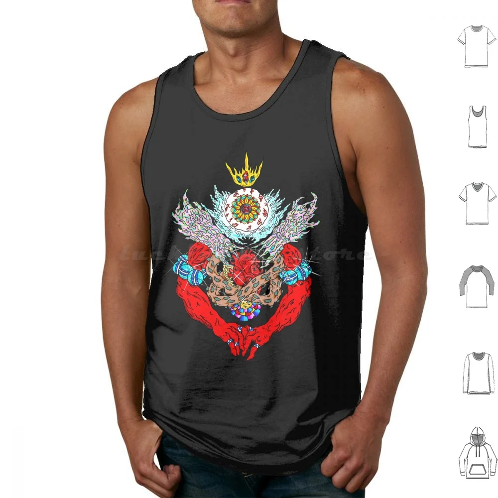Eyeball Angel Tank Tops Vest Sleeveless Cool Amazing Angel Demon Fire Creepy Red Colorful Original King Monster Goth