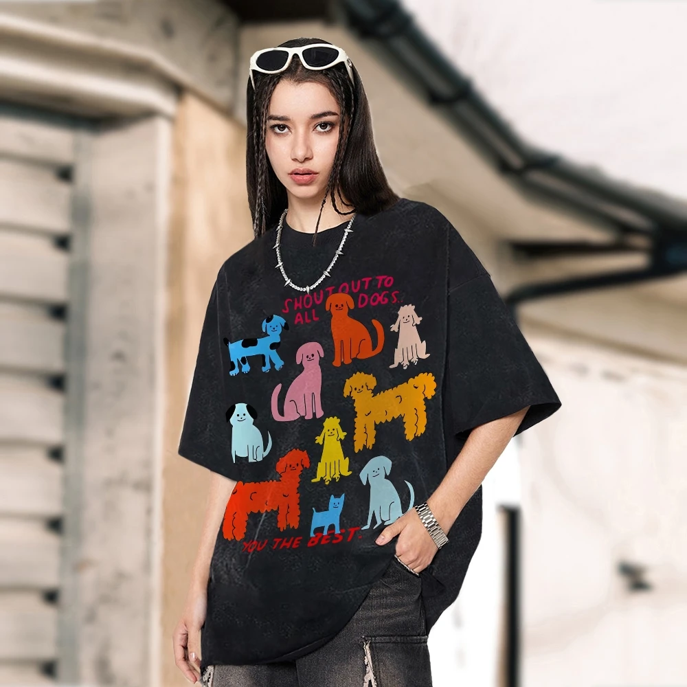 

Dog Lovers Printing Plus Size T-shir Y2K Clothing Short Sleeves Trend Summer Unisex Fit Streetwear Overseas Exports Harajuku