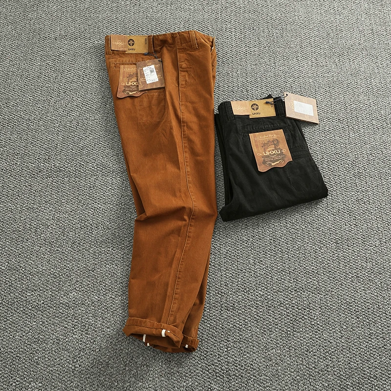 Spring And Autumn New American Retro 100% Cotton Multi-pocketed Washed Old Straight Casual Pants Loose Fashion Cargo Trousers