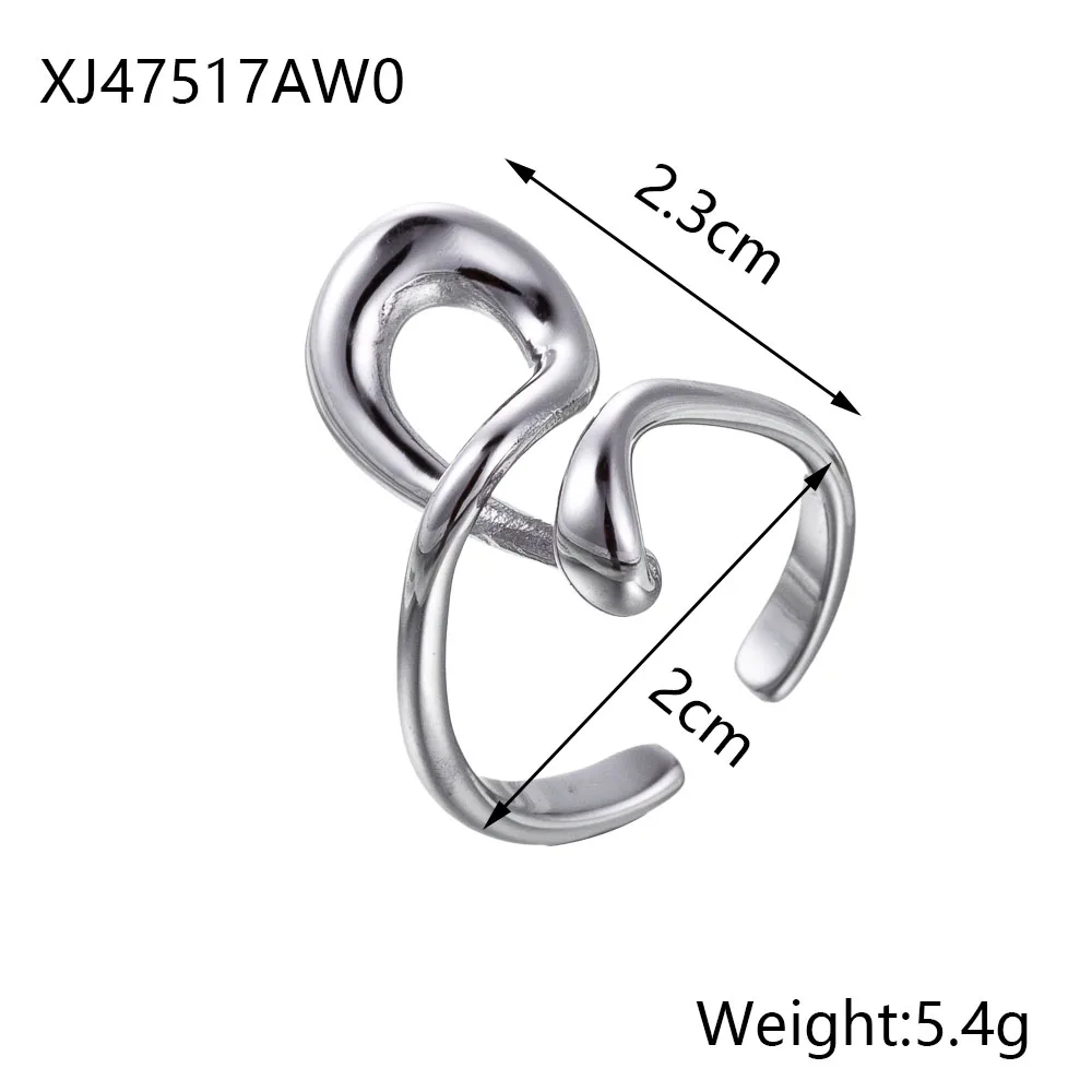 CARLIDANA Stainless Steel Silver Color Open Irregular Circle Finger Rings Titanium Steel Personalized Geometric Open Ring Women