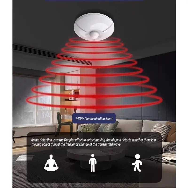 Ceiling Infrared Microwave Sensor PIR 24GHZ Radar Millimeter Wave RS485 Type Remote Alarm Monitoring Human Presence Body Sensor
