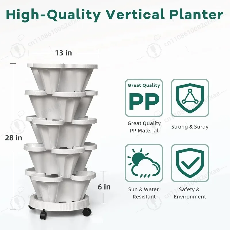 Stackable Flower Pot5 Layer Flower Pot Set Plastic Vertical Plant Pot Strawberry Seedling Pot