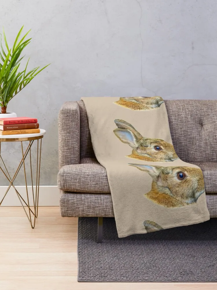 Rabbit in profile view Throw Blanket manga Thermals For Travel Stuffeds Warm Blankets