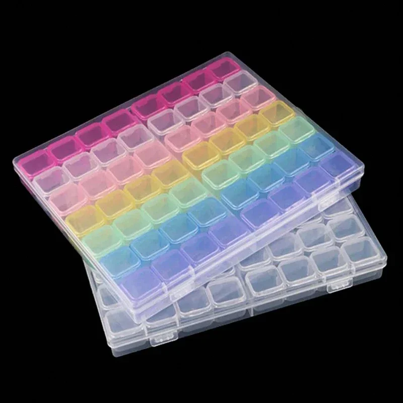 

28/56Girds Nail Art Tools Storage Box Compartment Organizers Transparent Plastic Storage Case Beads Diamond Jewelry Container