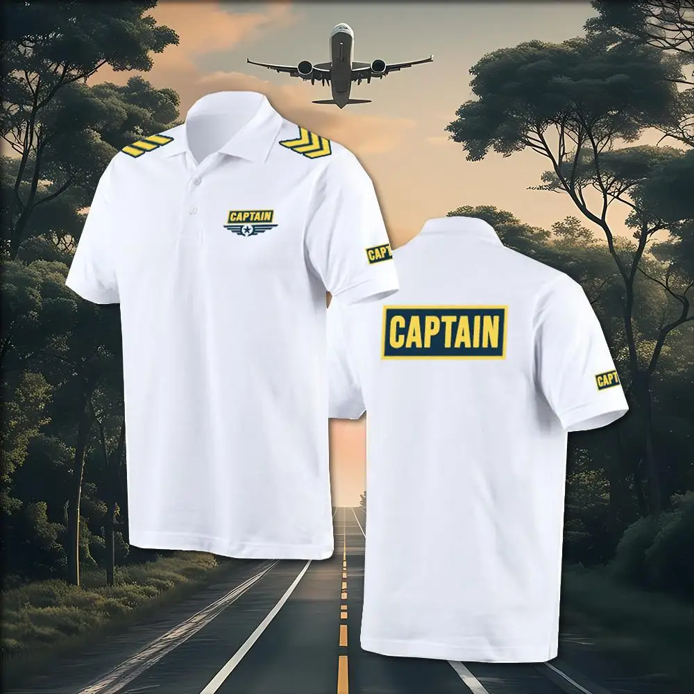 Captain Classic Basics Polo Shirt Business Casual Breathable Short Sleeve Work Uniform Fashion Comfortable Lapel Buttons Tops