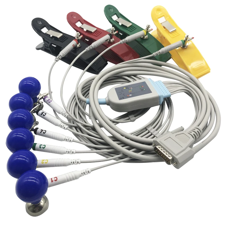 10-Lead ECG Cable 3.6m, Nickel-plated Electrodes with Chest Aspirator & Limb Clips