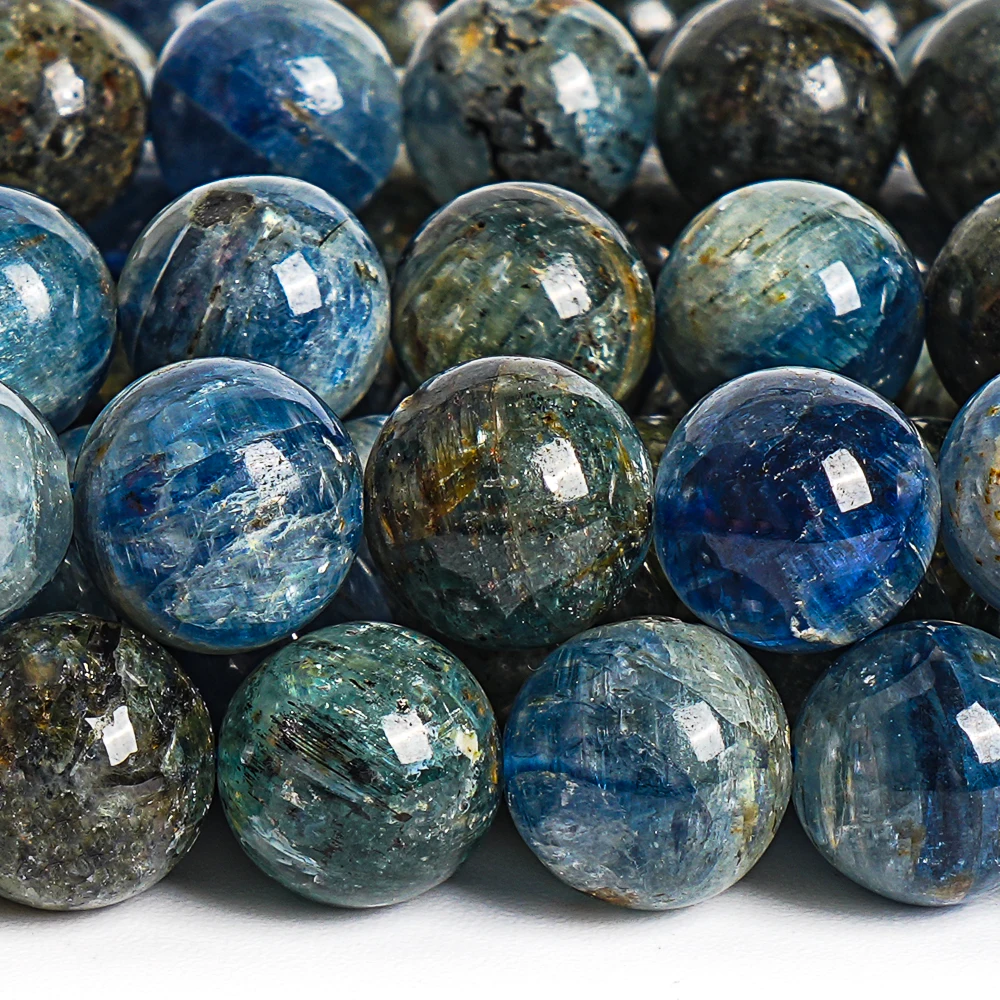 Genuine Natural Deep Green Blue Kyanite Beads Round Loose Spacer Beads For Jewelry Making DIY Handmade Bracelet Necklace 5-12mm